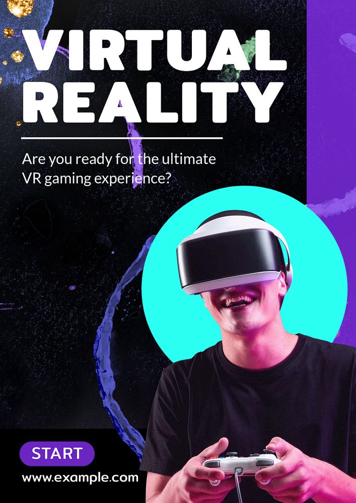 Virtual reality poster template, editable text and design