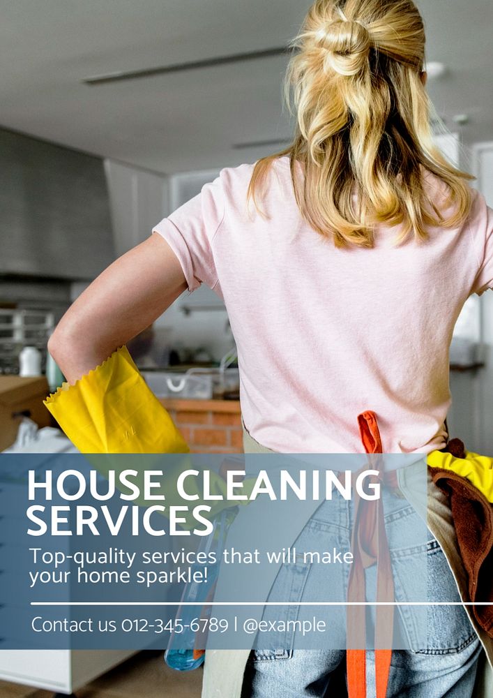 House cleaning services  poster template, editable text and design