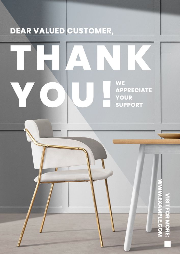 Thank you customer poster template, editable text and design