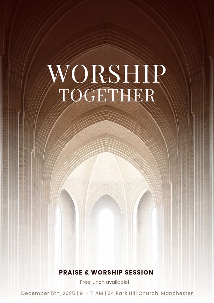 Worship session poster template, editable text and design