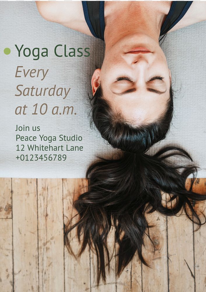 Yoga class poster template, editable text and design