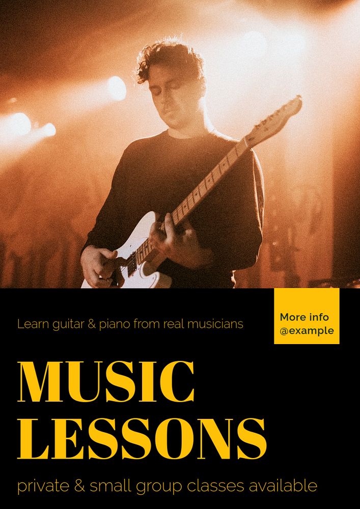 Music lessons  poster template, editable text and design