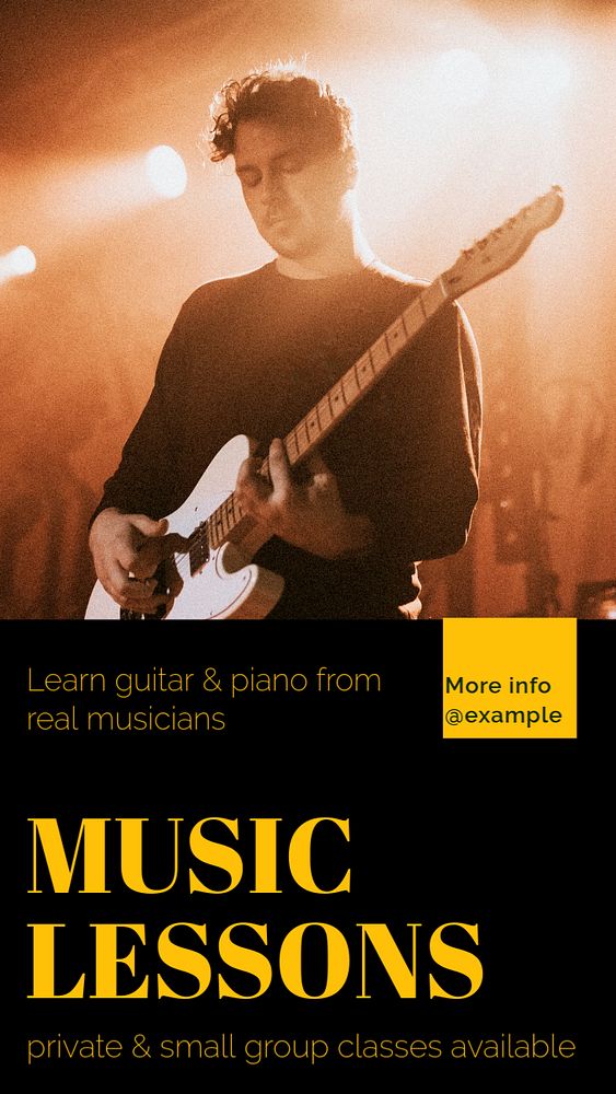 Music lessons  Instagram story template, editable text