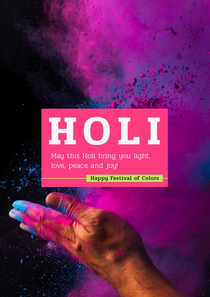 Holi festival  poster template, editable text and design