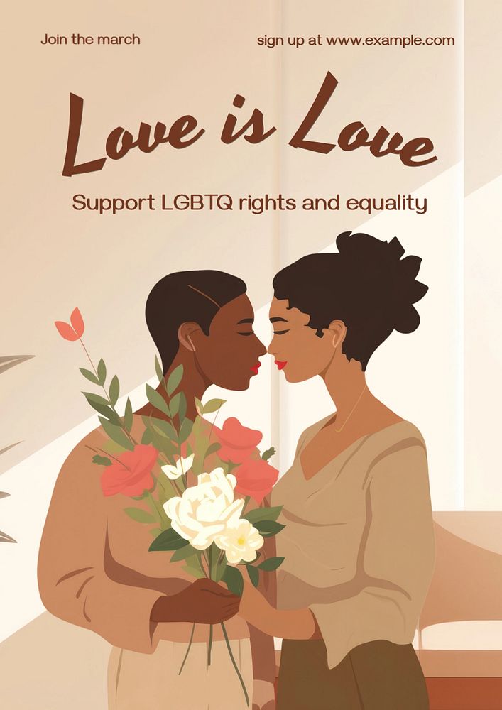 Love is love poster template, editable text and design