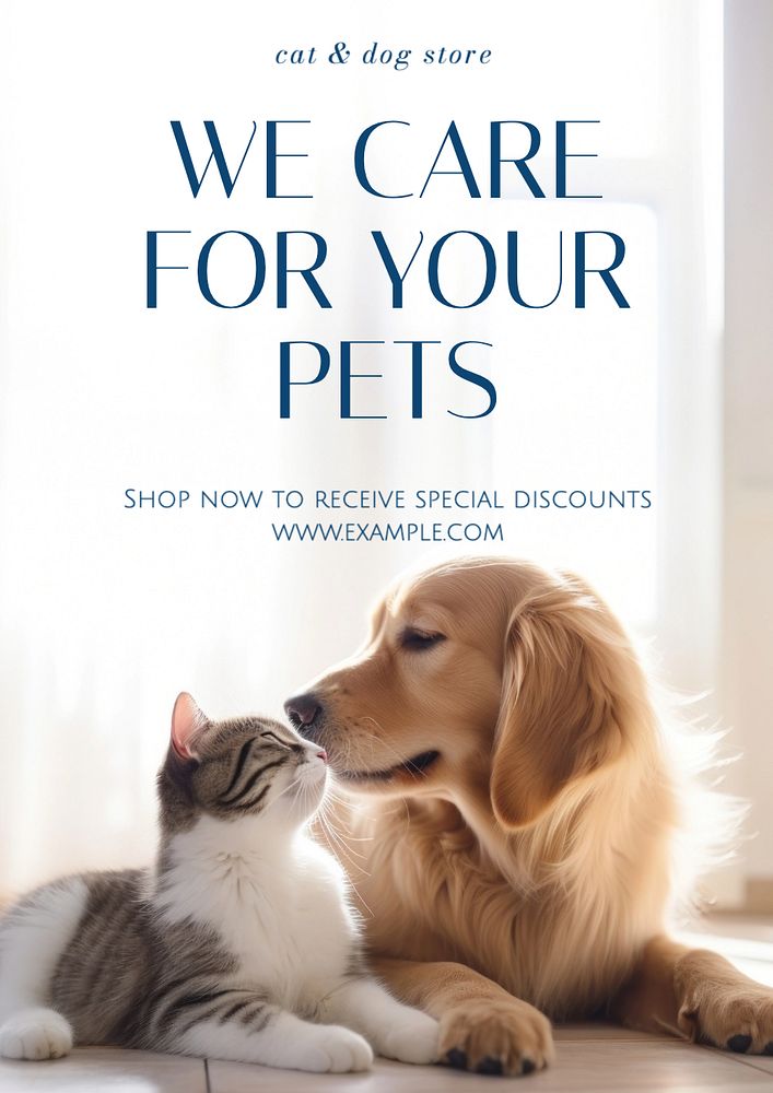 Pet store poster template, editable text and design