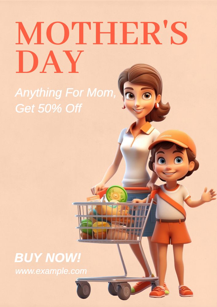 Mother's day sale poster template, editable text and design