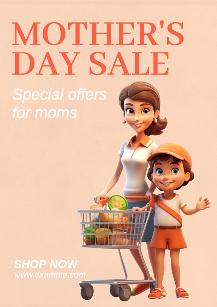 Mother's Day sale poster template, editable text and design