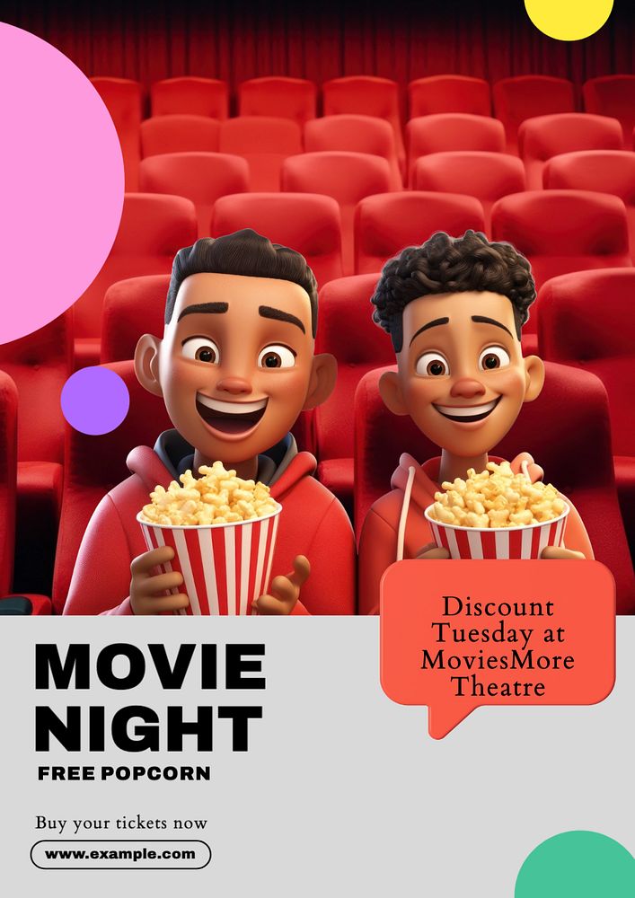 Movie night poster template, editable text and design