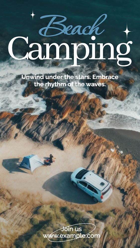 Beach camping Instagram story template, editable text