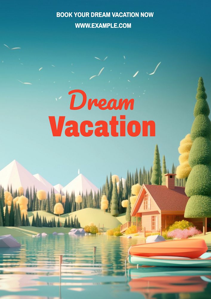 Dream vacation poster template, editable text and design