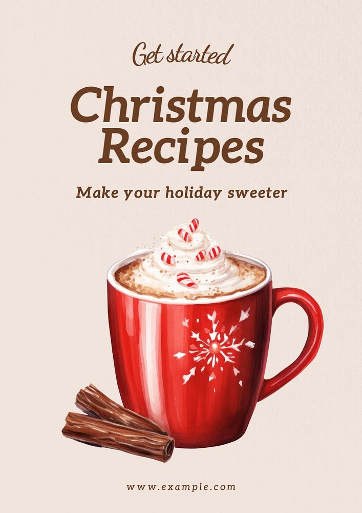 Christmas recipe poster template, editable text and design