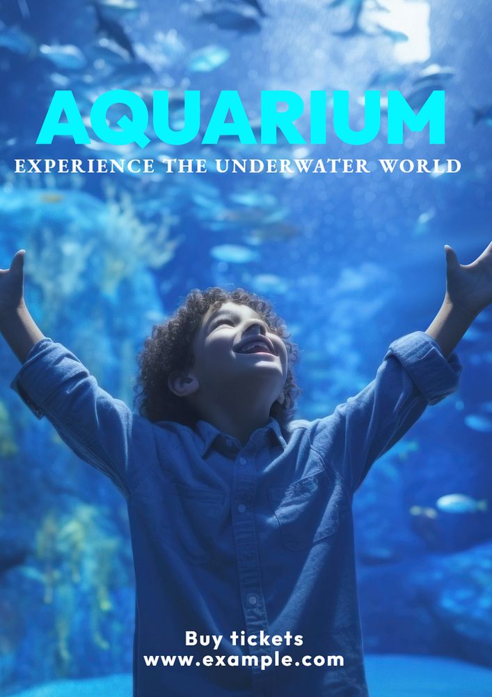 Aquarium poster template, editable text and design