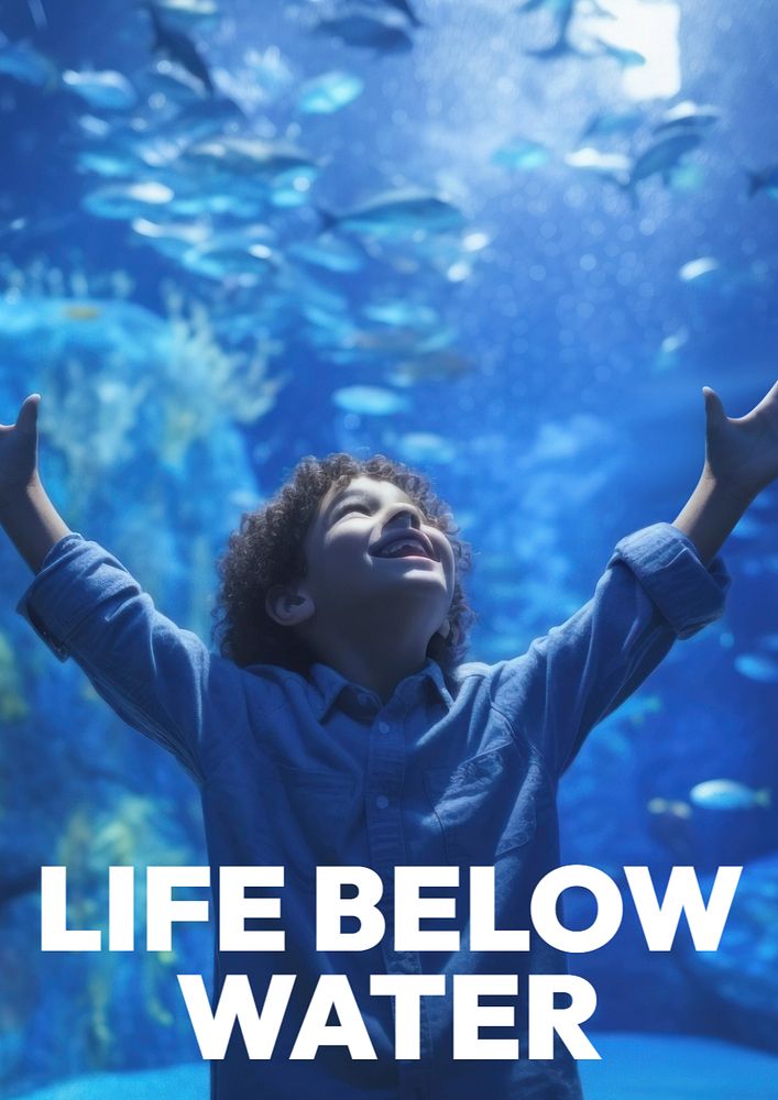 Life below water poster template, editable text and design