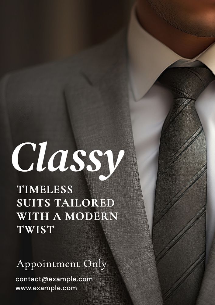 Classy suit tailor poster template, editable text and design