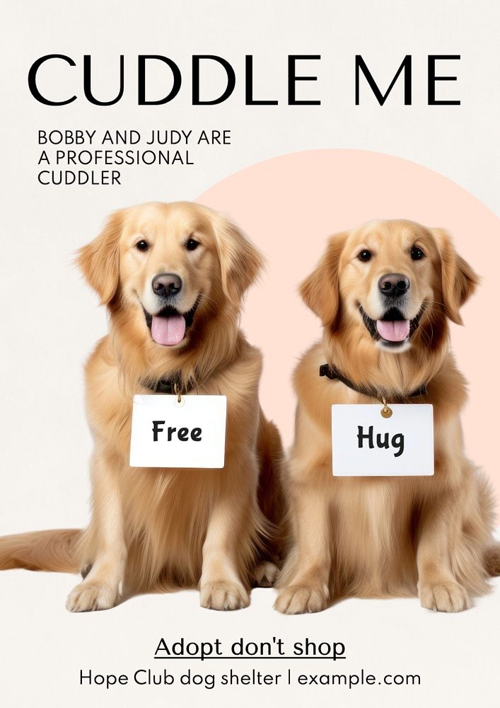 Pet adoption service poster template, editable text and design