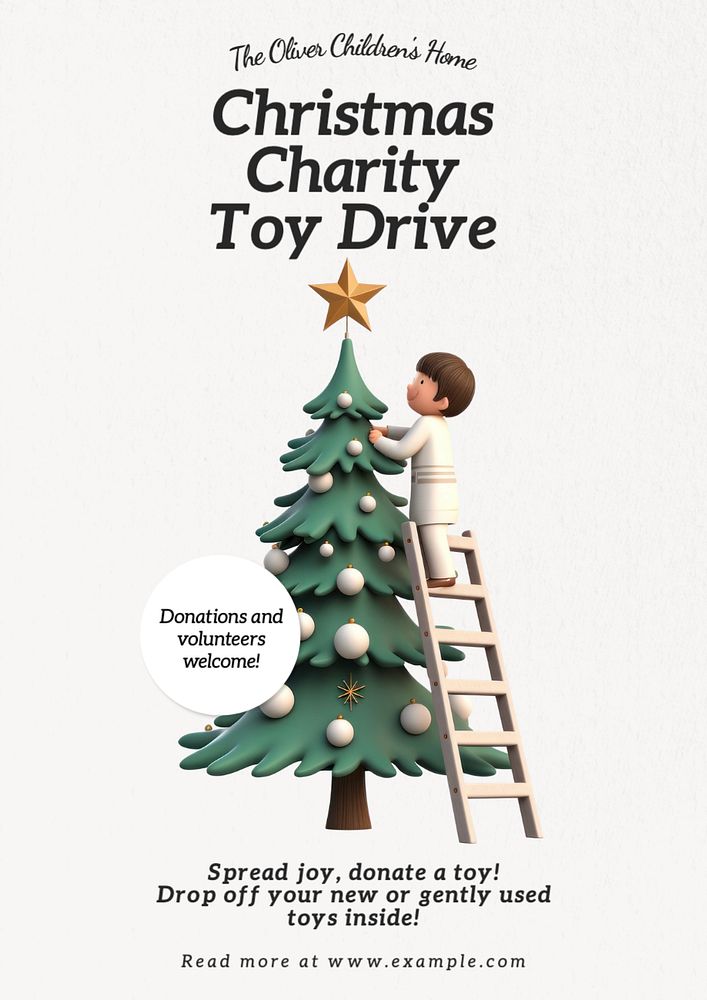 Christmas toy drive poster template, editable text and design