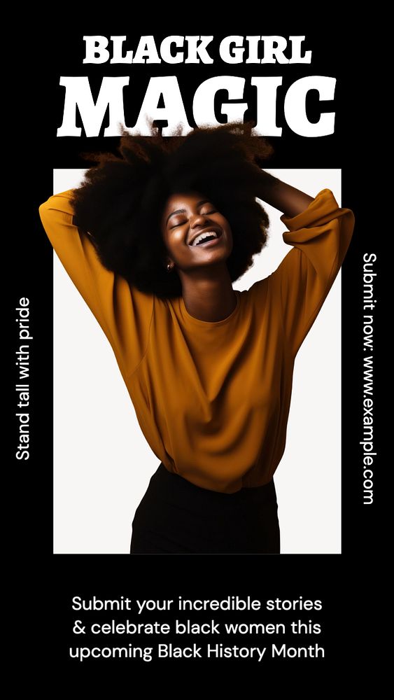 Black girl magic Instagram story template, editable text