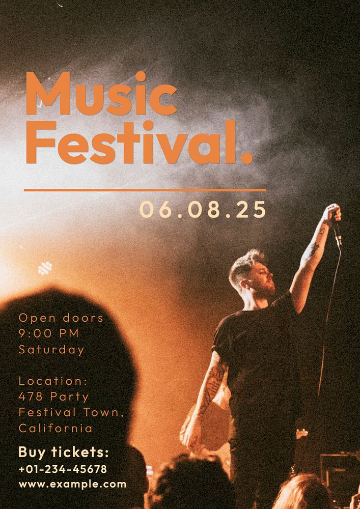 Music festival  poster template, editable text and design