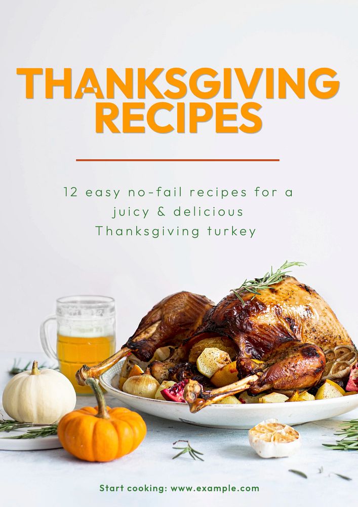 Thanksgiving recipe poster template, editable text and design