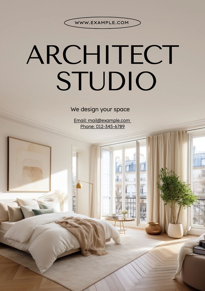 Architect studio poster template, editable text and design