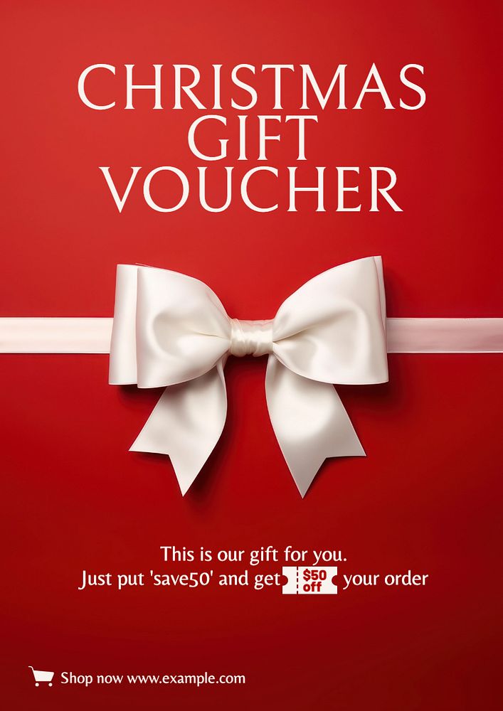 Christmas gift voucher poster template, editable text and design