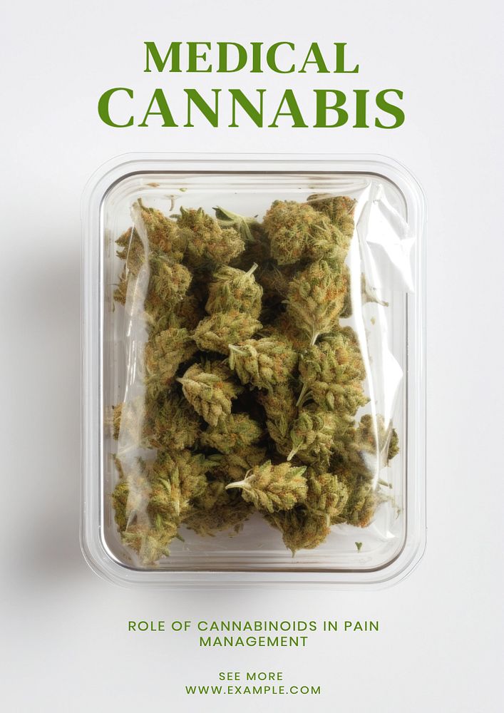 Medical cannabis poster template, editable text and design