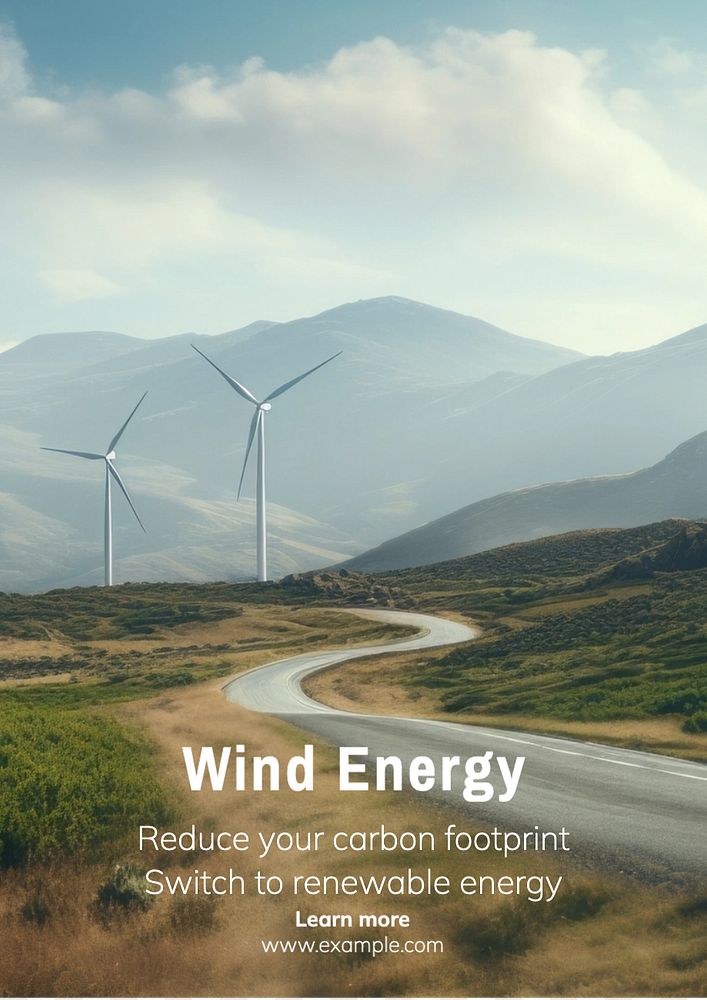 Wind energy poster template, editable text and design