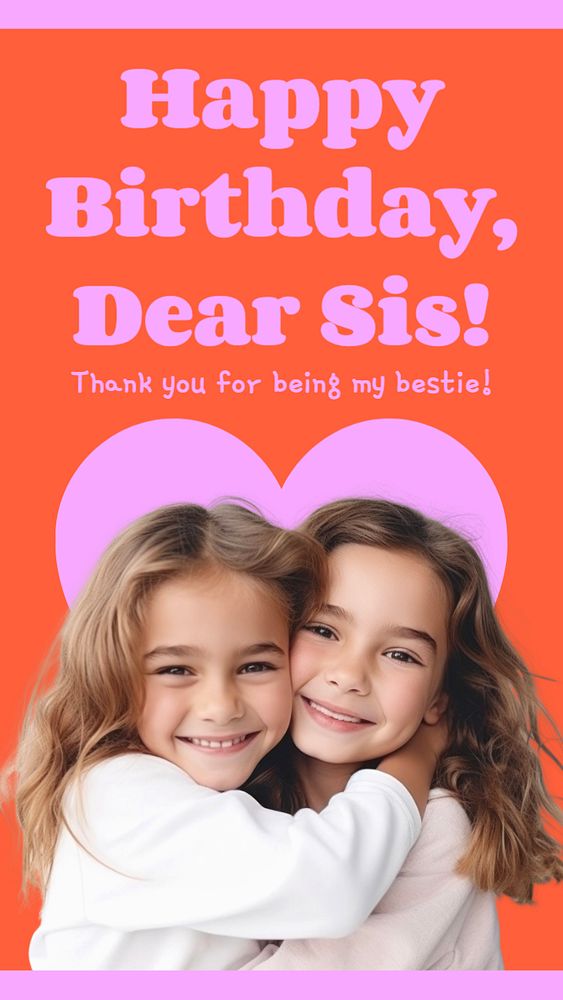 Happy birthday sister Instagram story template, editable text