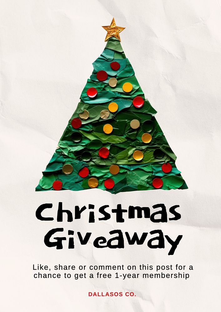 Christmas giveaway poster template, editable text and design