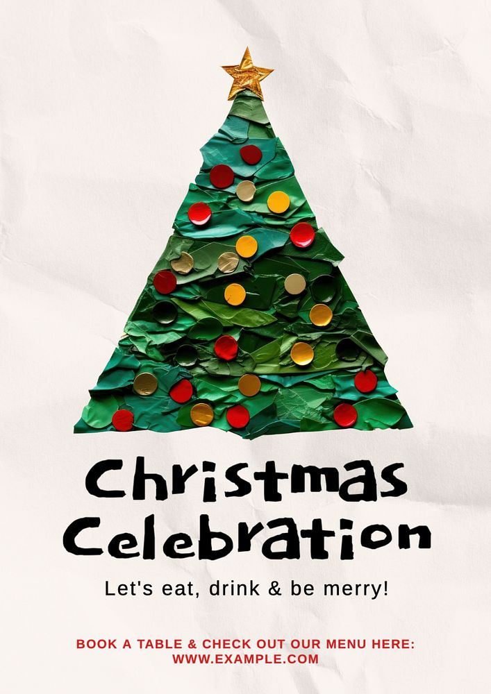 Christmas celebration poster template, editable text and design