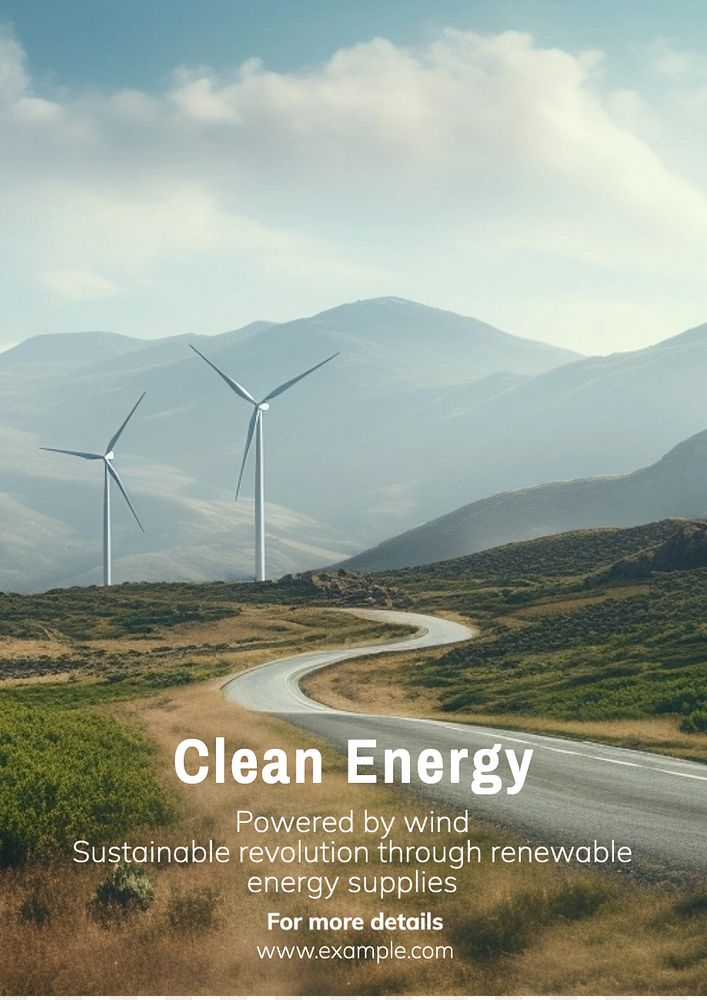 Clean energy poster template, editable text and design