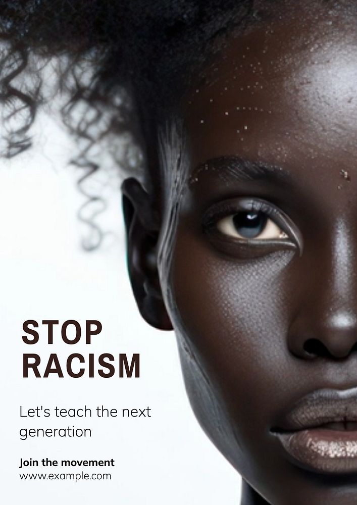 Stop racism poster template, editable text and design