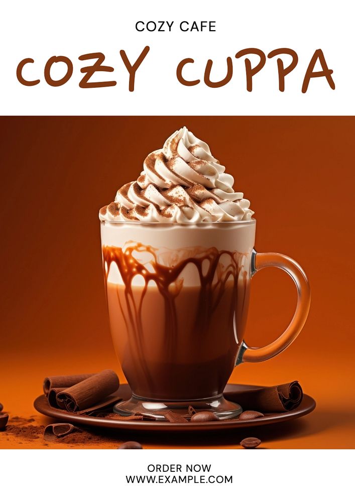 Hot chocolate poster template, editable text and design