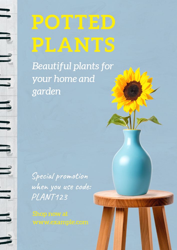 Potted plants poster template, editable text and design