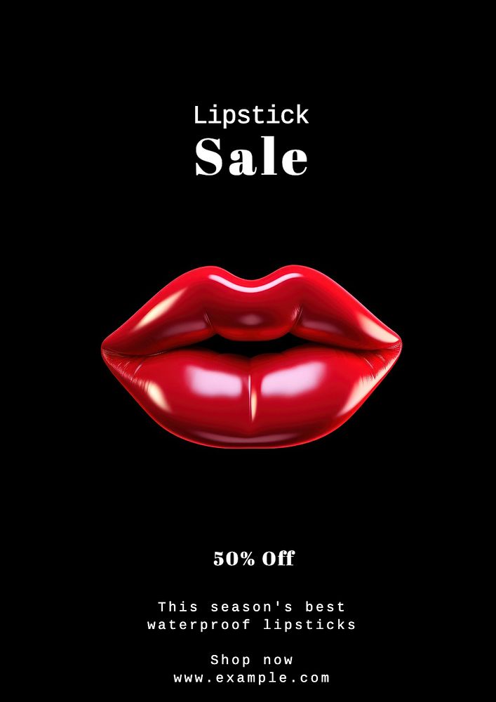 Lipstick sale poster template, editable text and design