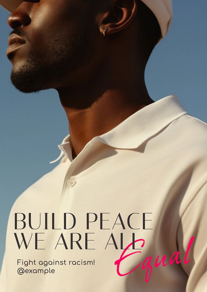 Peace & racism poster template, editable text and design