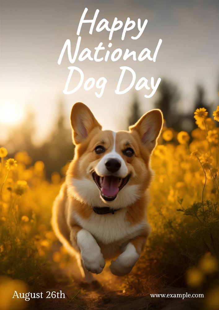 Dog day poster template, editable text and design