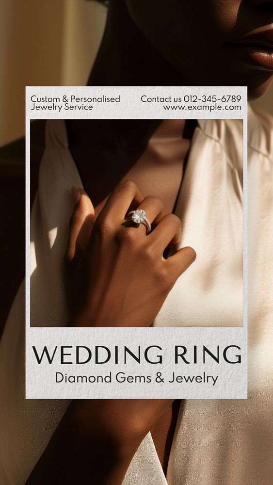 Wedding rings Instagram story template, editable text