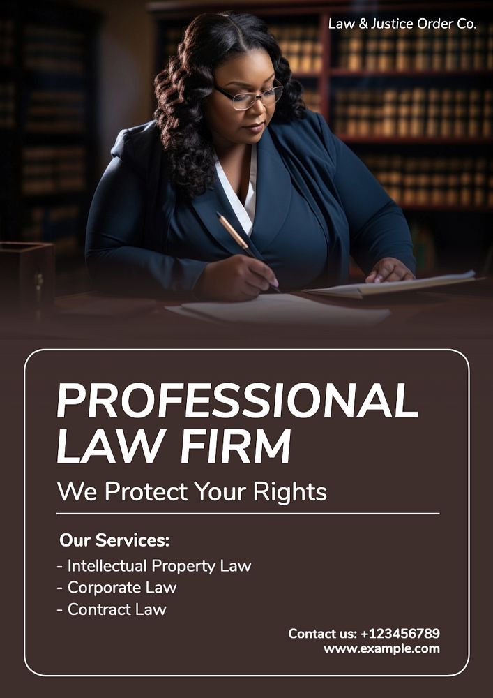 Law firm services poster template, editable text and design