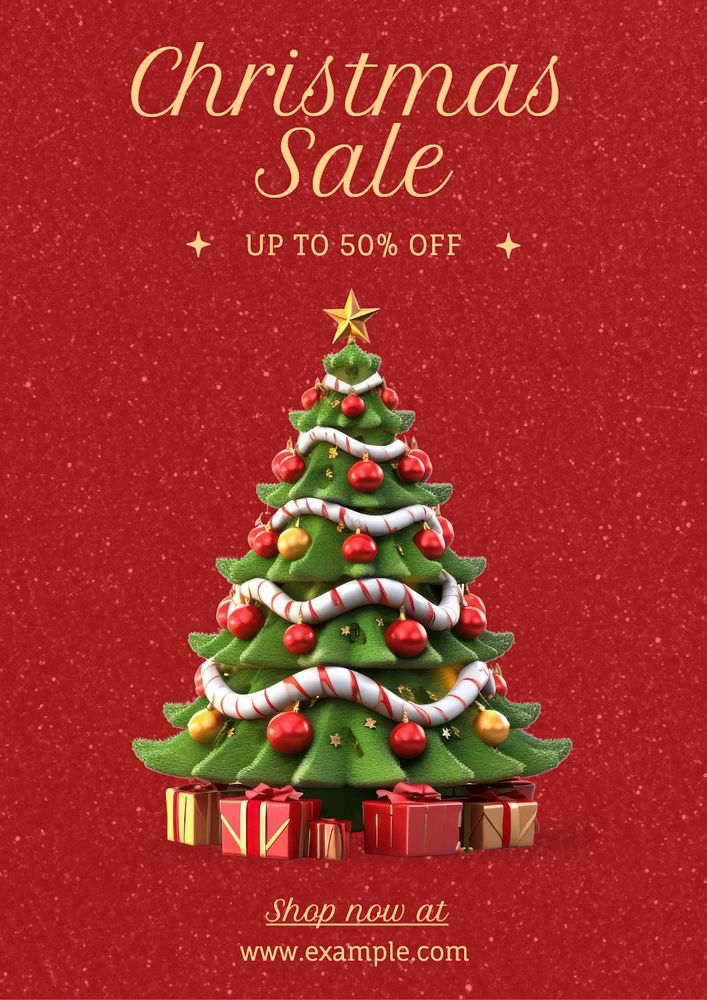 Christmas sale poster template, editable text and design