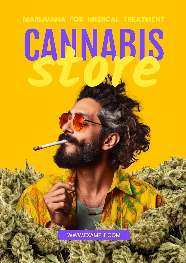 Cannabis store poster template, editable text and design