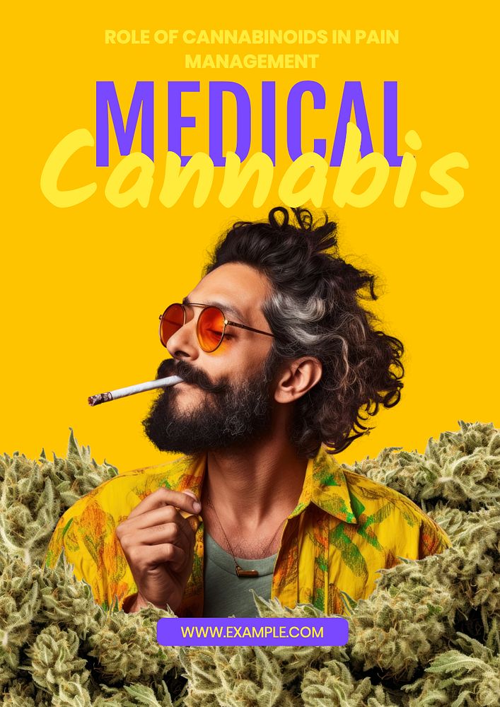 Medical cannabis poster template, editable text and design