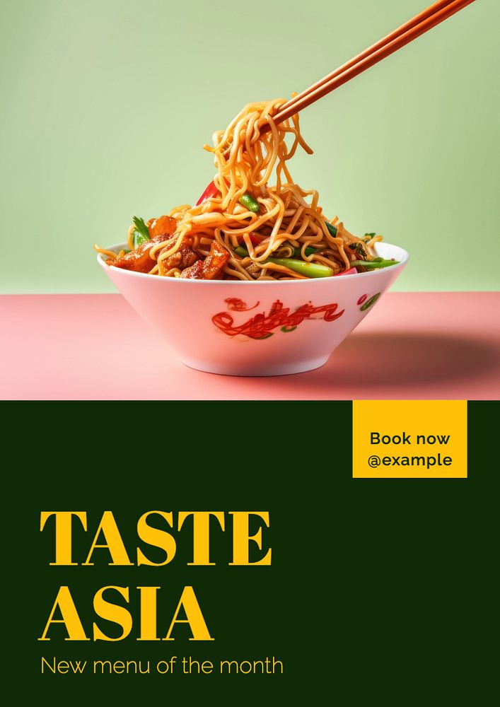 Taste asia poster template, editable text and design