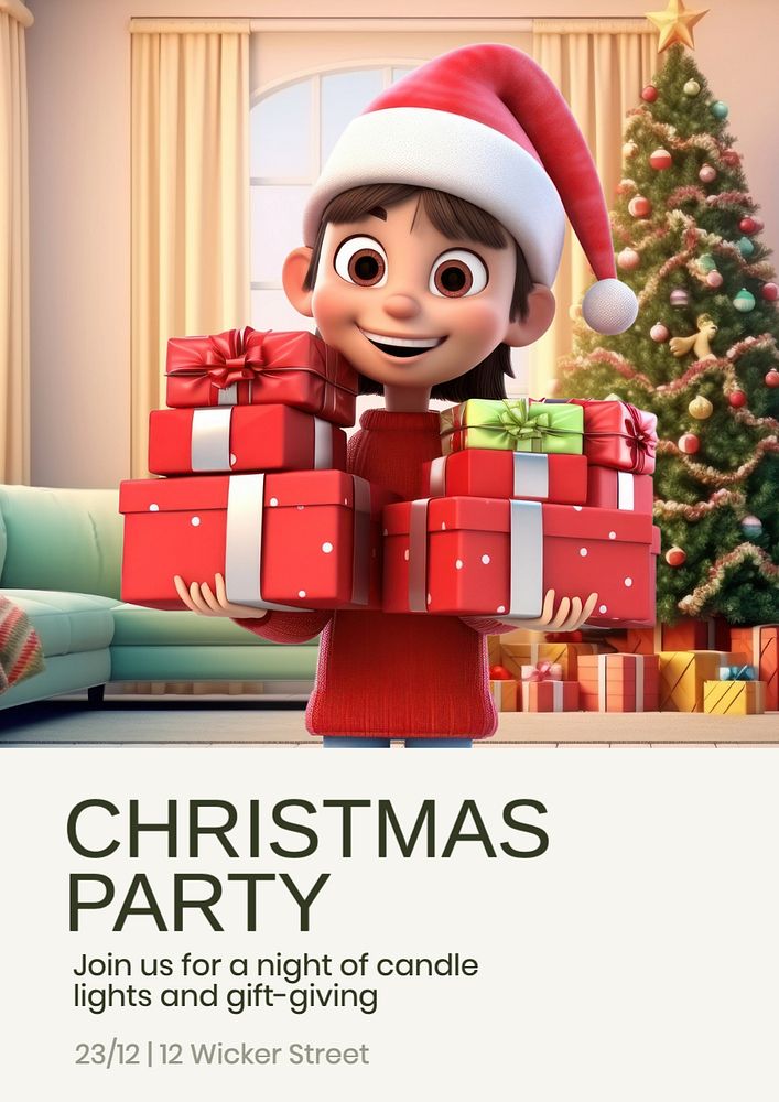 Christmas party poster template, editable text and design