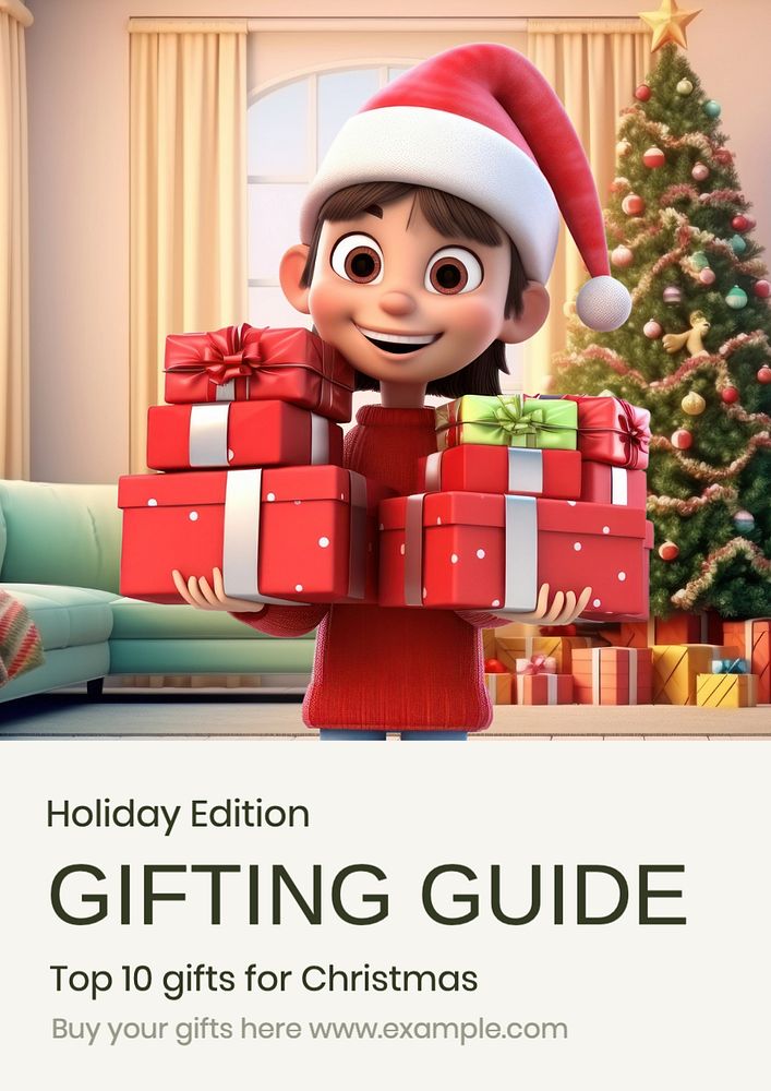 Gifting guide poster template, editable text and design