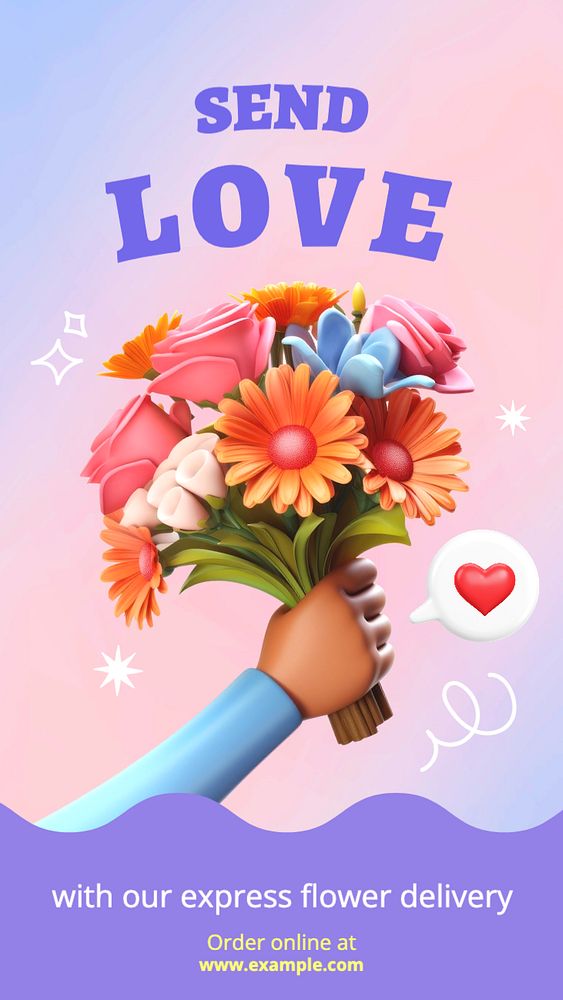 Flower delivery Instagram story template, editable text