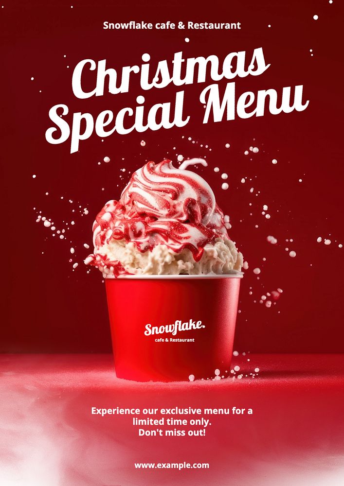 Christmas menu poster template, editable text and design