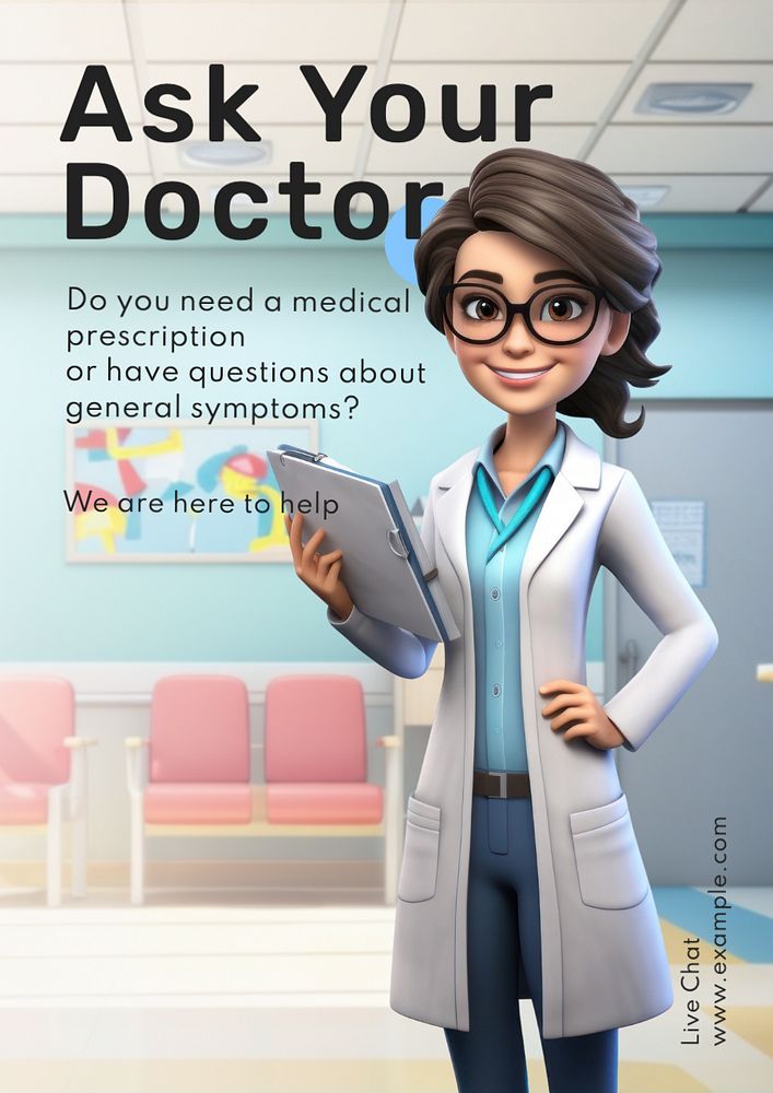 Online doctor poster template, editable text and design