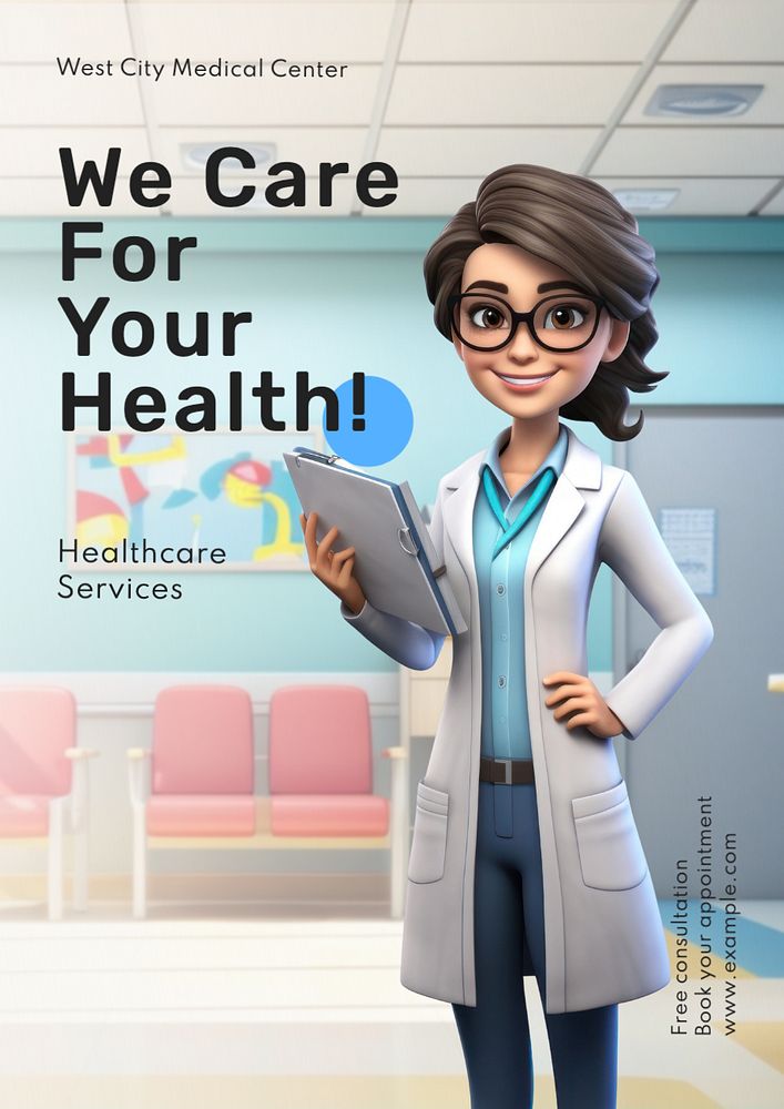 Healthcare services poster template, editable text and design